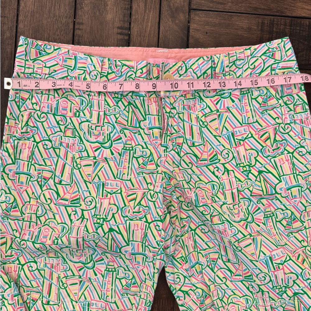 Vtg Lilly Pulitzer Guiding Light Bermuda Shorts Pink Green Golf Women Size 6 - Picture 4 of 11